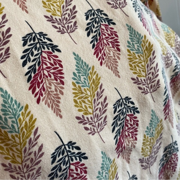 Effie’s Heart Cowl Neck Pima Cotton Tunic Pockets Leaf Pattern Long Shirt Retro - Picture 12 of 14